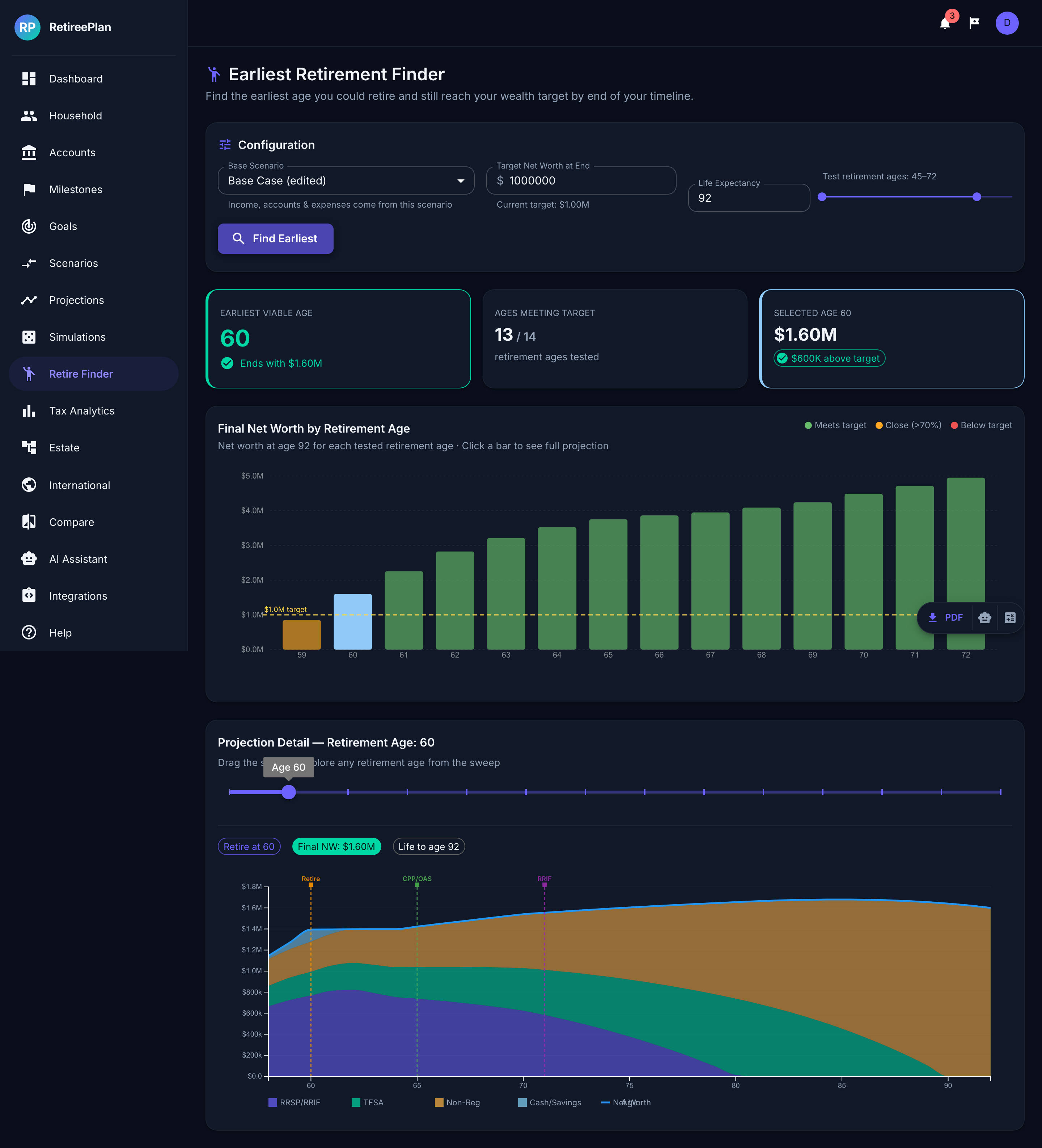 Earliest Retirement Finder